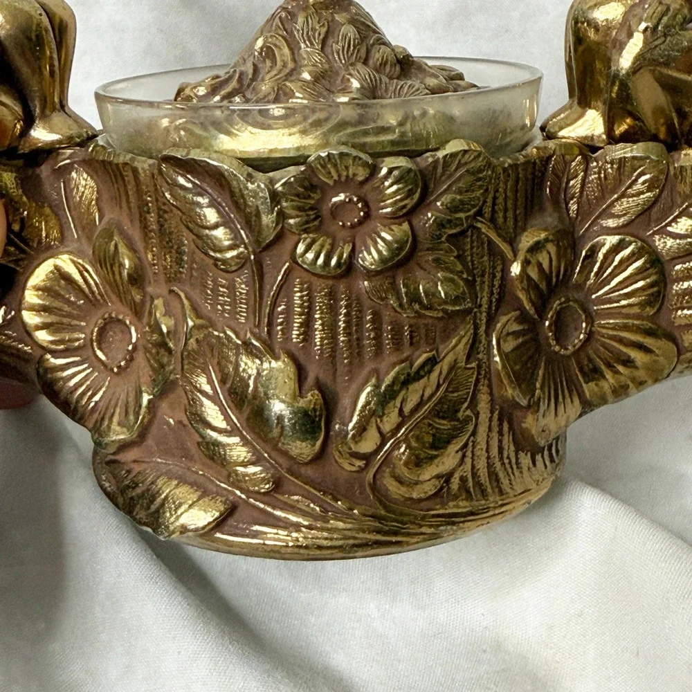 VINTAGE Cherub Shakers with Covered Salt Cellar on Floral Branch Stand PAT 07682 - Picture 6 of 16